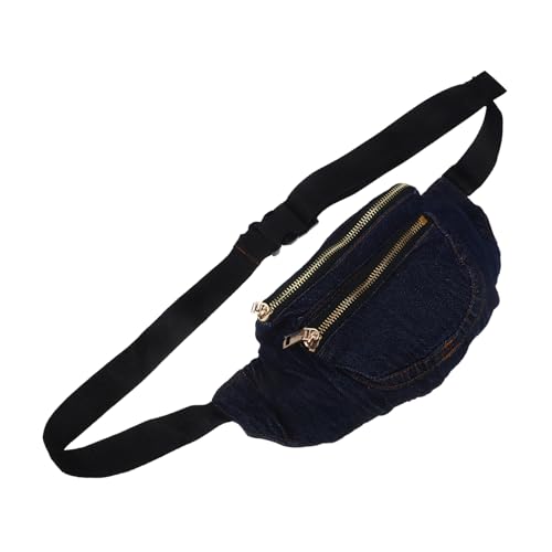 TOGEVAL Retro Waschbare Denim Bauchtasche Damen Langlebige Jeans Gürteltasche mit Reißverschluss rutschfest und Verschleißfest Crossbody Tasche für Alltag und Dating Gewaschenes Design von TOGEVAL