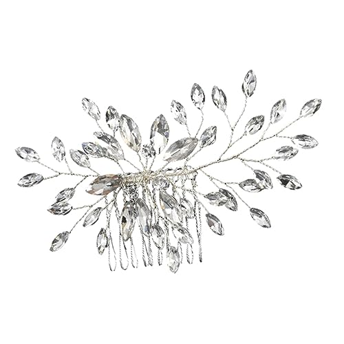 TOGEVAL Rhinestone Haarkamm Braut Haarschmuck Silber Hochzeit Haarschmuck Damen Brautjungfer Haaraccessoire für Festliche Anlässe und Frisuren von TOGEVAL