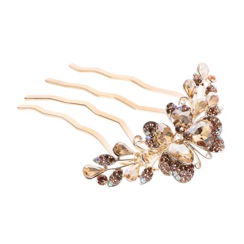TOGEVAL Rhinestone Haarkamm Seitenkamm mit Champagner Farbton für Damen Hochzeit Brautschmuck Haarschmuck Haar Accessoire für Besondere Anlässe von TOGEVAL