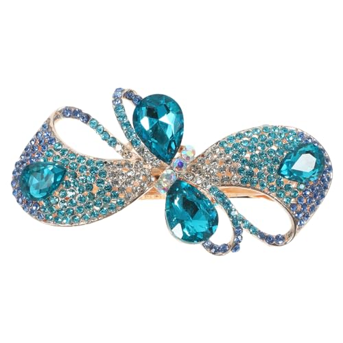 TOGEVAL Rhinestone Haarklammer Damen Ponytail Halter mit Schleife Modischer Haarclip für Dünnes Haar Langlebig Vielseitig Einsetzbar für Pferdeschwanz Zöpfe und Lockiges Haar Blau von TOGEVAL