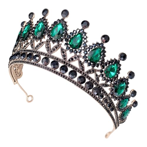 TOGEVAL Rhinestone Krone Braut Stirnband Haarschmuck Hochzeit Party Schwarze Grün Tiara Bridal Headpiece für Frauen Mädchen von TOGEVAL