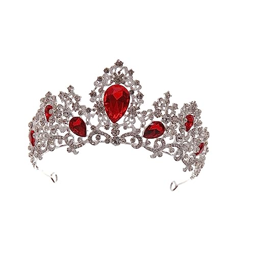 TOGEVAL Rote Brautkrone mit Funkelnden Strasssteinen Dekoratives Halbrund Hochzeitskopfschmuck für Damen Festliche Party und Fotografie Accessoire Langlebiges Design für Besondere Anlässe von TOGEVAL