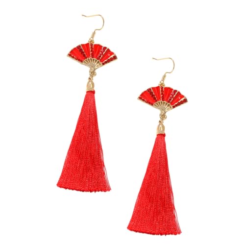TOGEVAL Rote Quasten Ohrringe Damen Festliche Ohrhänger Chinesischer Stil Hochzeit Schmuck Geschenk von TOGEVAL