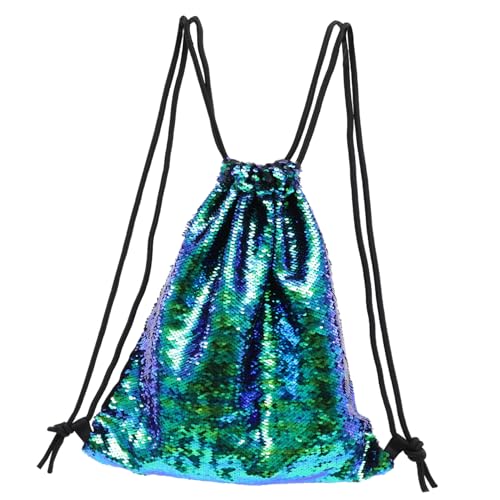 TOGEVAL Paillettentasche Grün Mit Kordelzug Turnbeutel Mit Innentasche Für Kleinigkeiten Geflochtener Zug Mit Strapazierfähigen Ösen von TOGEVAL