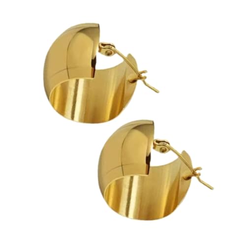 TOGEVAL Runde Creolen Ohrringe Damen Leicht Hängend Modisch Statement Ohrschmuck Goldfarbene Ear Jewelry für Alltag und Party von TOGEVAL