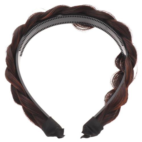 TOGEVAL Rutschfester Haarreif Damen mit Vier Strang Design Dekoratives Haarband für Frauen und Mädchen Modischer Haarschmuck für Alltag Sport und Makeup Tiefbraun von TOGEVAL