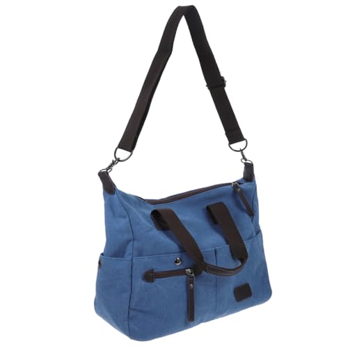 TOGEVAL Modische Umhängetasche Aus Canvas Große Tragetasche Für Damen Und Herren Vielseitige Reise Und Einkaufstasche Strapazierfähig Blau von TOGEVAL