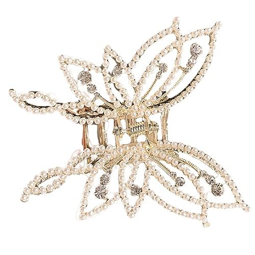 TOGEVAL Schöne Schmetterling Haarklammer mit Perlen und Strass Mehrschichtige Haarkralle für Damen Modisches Haarstyling Accessoire Sicherer Haarschäden Geeignet für Alltag und von TOGEVAL