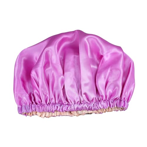 TOGEVAL Seidenglänzende Schlafmütze für Damen Verstellbare Bonnet Haube aus Glattem Material Hautfreundliche Doppel Lagen Satinkappe in Schützt Haare vor Verheddern Beim Schlafen und Make von TOGEVAL