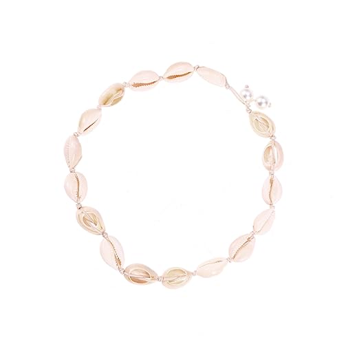 TOGEVAL Shell Perlenkette und Fußkettchen Hawaii Stil Handgefertigt Weißer Faden Damen Schmuck Accessoire Muschel Anhänger Geschenkidee von TOGEVAL