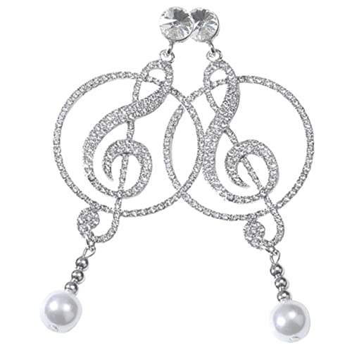 TOGEVAL Silber Ohrstecker Musiknoten Damen Ohrringe mit Funkelnden Zirkonia Modisch Baumelnd Leicht und Auffällig für Festival Party Alltag und von TOGEVAL