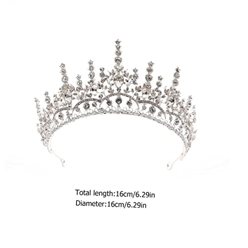 TOGEVAL Silberfarbene Braut Tiara mit Funkelnden Zirkonia Eleganter Haarschmuck für Hochzeit Party Halloween Verstellbares Stirnband Stilvolles für Damen von TOGEVAL