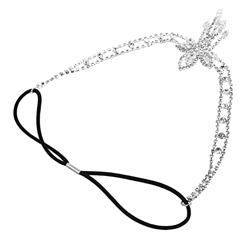 TOGEVAL Silberne Braut Haarkette mit Funkelnden Zirkonia Strassbesetztes Haarband für Mädchen Eleganter Hochzeitschmuck Dekoratives Accessoire für Brautfrisuren Festlicher Kopfschmuck von TOGEVAL