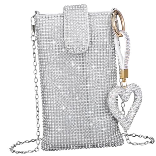 TOGEVAL Schultertasche Crossbody Handytasche Für Damen Mit Herz Schlüsselanhänger Platz Für Handy Und Wichtige Utensilien Kompakt Leicht Tragbar Für Einkaufen Reisen Alltag von TOGEVAL