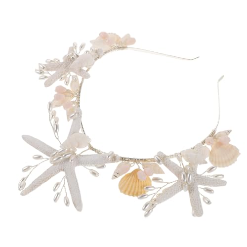 TOGEVAL Silbernes Perlen Haarschmuck Seestern Muschel Haarband Braut Stirnband Strand Hochzeit Meerjungfrau Haaraccessoire für Frauen Mädchen von TOGEVAL