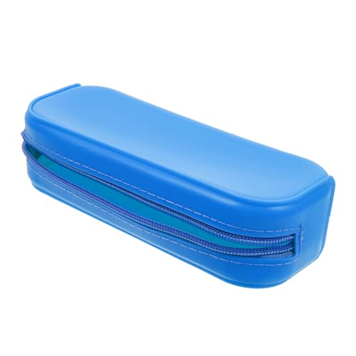 TOGEVAL Silikon Federmäppchen Bleistifttasche mit Reißverschluss Tragbares Mäppchen für Stifte und Make Up Pinsel Großer Fassungsvermögen Leicht und Ästhetische Federtasche in Blau von TOGEVAL