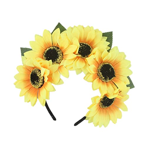 TOGEVAL Sonnenblumen Haarreif Elastisch und Bezaubernd für Hawaii Partys Kostümpartys Fotorequisiten Simulierter Kopfschmuck mit Angenehmer Textur von TOGEVAL
