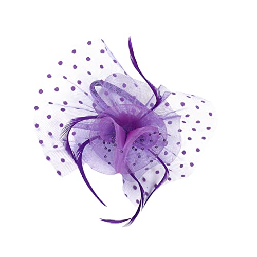 TOGEVAL Spitzenblumenhut Blumenkopfschmuck Flapper-Stirnband Haarband halloween kopfschmuck halloween kopfbedeckung Party-Kopfbedeckung Fascinator Hut Mesh Haarreifen Gittergewebe Violett von TOGEVAL