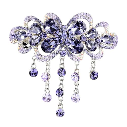 TOGEVAL Spring haarclip mit Funkelnden Kristall strasssteinen Zarter Französischer Haarklammer für Frauen und Mädchen Schonend zum Haar Elegantes Design für Hochzeit und Alltag Violett von TOGEVAL