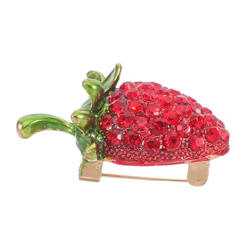 TOGEVAL Erdbeerbrosche Mit Strasssteinen Legierungsbrosche Für Damen Glitzerndes Obst-accessoire Anstecknadel Für Strickjacken Taschen Auffälliges Partygeschenk von TOGEVAL