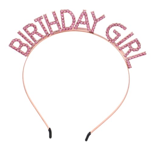 TOGEVAL Stirnband Kinderparty Zubehör Partykronen Süße Kopfbedeckung Aufkleber für die Abschlussfeier Stirnbänder Kleinkind Geburtstagskrone Geburtstag Haarschmuck Legierung Rosa von TOGEVAL