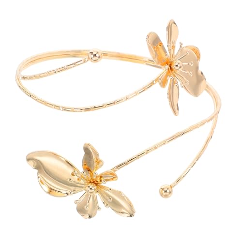 TOGEVAL Stylischer Damen Armreif Metallblumen Manschette Offenes Armband Verstellbar Oberarm Schmuck Elegant Vielseitig für Party Hochzeit Geschenk von TOGEVAL