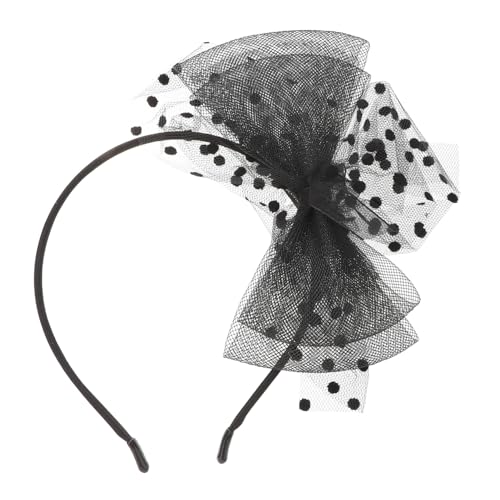 TOGEVAL Stylisches Damen Haarband mit Großem Schleifen fascinator Retro Netzspitzen design mit Schleier Eleganter Vintage Haarschmuck für Party und Alltag Dehnbar und Langlebig Schwarz von TOGEVAL