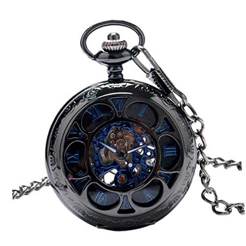 TOGEVAL Retro Mechanische Taschenuhr Mit Römischen Ziffern Und Hohlem Design Hochwertige Vintage Uhr Mit Kette Für Präzise Zeitmessung Für Sammler Und Klassischer Uhren von TOGEVAL