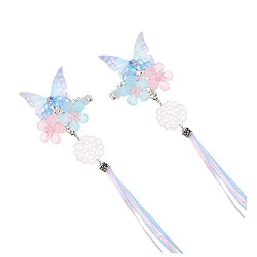 TOGEVAL Teiliges Retro Haarklammern Schmetterling Hanfu Haarschmuck Chinesischer Stil Haarspangen für Mädchen Cosplay und Alltag Blau von TOGEVAL