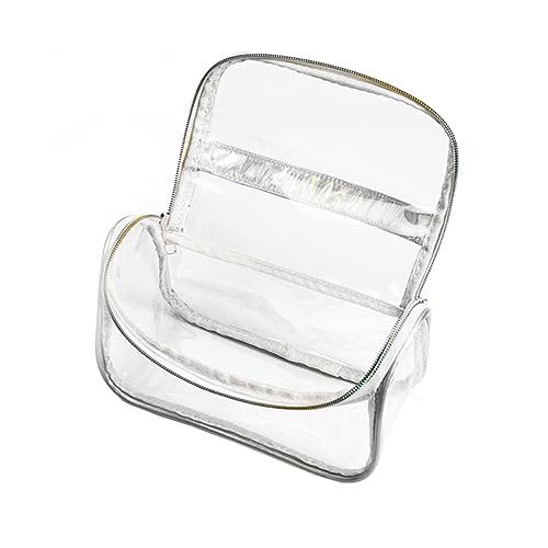 TOGEVAL Transparente Große Reise Kulturtasche aus Strapazierfähigem PU und Dacron Multifunktionale Kosmetiktasche mit Großem Fassungsvermögen Ultraleicht und Praktisch für Damen und von TOGEVAL