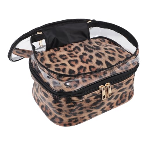 TOGEVAL Transparente PVC Doppel Kosmetiktasche mit Tragegriff Großer Wasserdichter Make Up Organizer für Reisen Multifunktionale Schminktasche mit Viel Stauraum Praktische Handtasche für von TOGEVAL