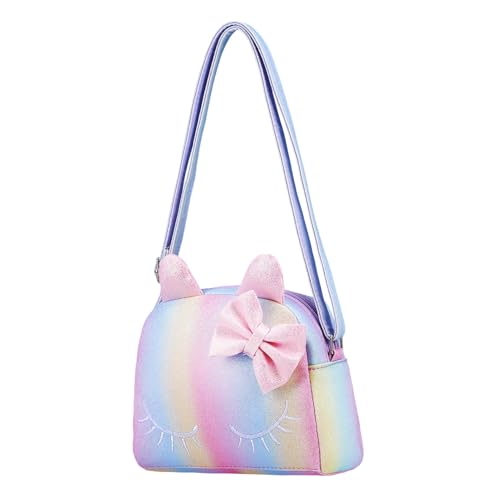 TOGEVAL Umhängetasche mit Verstellbarem Schultergurt Leichte Kleine Geldbörse mit Katzenmotiv und Schleife Süße Crossbody Tasche für Mädchen und Kleinkinder für Reisen und Alltag von TOGEVAL