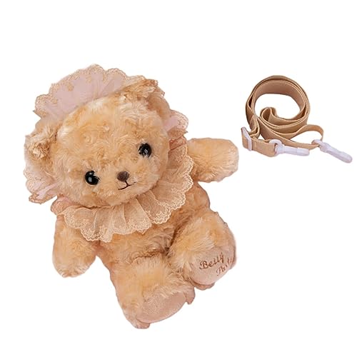 TOGEVAL Umhängetasche umhängebeutel schulterbeutel Fashion Tasche Mode Tasche Woman Tasche Flauschige Tiergeldbörse 3D süße Plüschtasche handtaschen Frau Tasche Stylische Tasche Brown von TOGEVAL