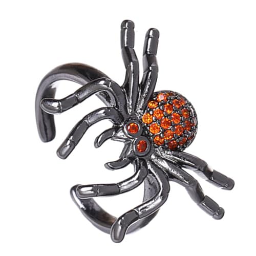 TOGEVAL Verstellbarer Damen spinnenring im Vintage punk stil mit Funkelnden Strasssteinen Offener Fingerring für Modischen Gothic look zu Alltag und Halloween party von TOGEVAL