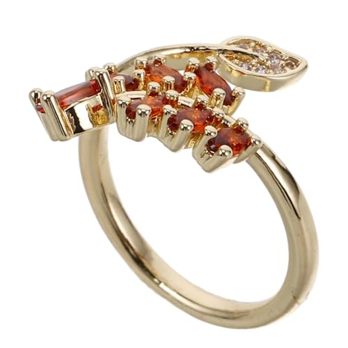 TOGEVAL Verstellbarer Geometrischer Damenring Blumenmotiv Minimalistischer Schmuck aus Leichtem Metall Mikropavierte Zirkonia Eleganter Herbstring für Alltag und Besondere Anlässe von TOGEVAL