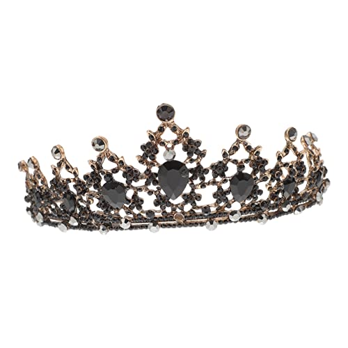 TOGEVAL Vintage Barock Krone Haarschmuck aus Legierung mit Strasssteinen Braut Hochzeit Tiara für Damen und Mädchen Schwarzer Kopfschmuck für Geburtstage und Festliche Anlässe von TOGEVAL
