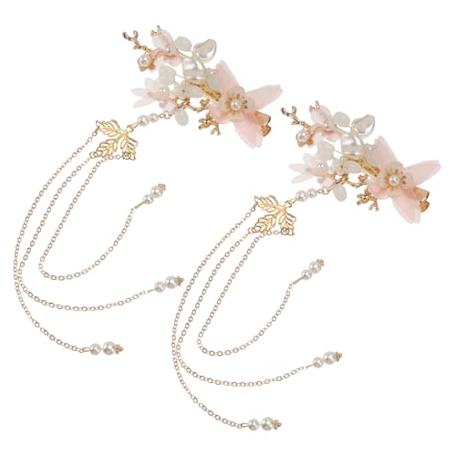 TOGEVAL Vintage Chinesische Haarklammern mit Perlen und Blumen Handgefertigte Quasten Eleganter Brautschmuck für Hochzeit Party und Festliche Anlässe von TOGEVAL