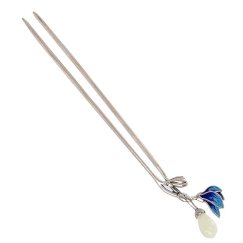 TOGEVAL Vintage Chinesischer Haarschmuck Jade Lotus Haarstab Leichtes Haarstyling Accessoire für Frauen Traditioneller Doppelstab für Hochzeiten und Festliche Anlässe von TOGEVAL