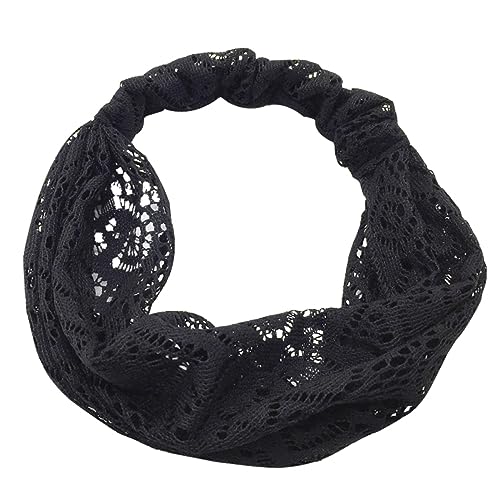 TOGEVAL Vintage Damen Kopftuch Turban Spitze Elegantes Haarschmuck für Partys und Anlässe Schwarz von TOGEVAL