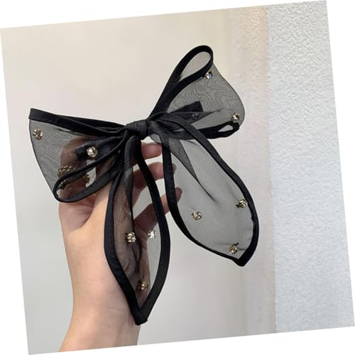 TOGEVAL Vintage Haarschleifen Clip mit Großen Strasssteinen Eleganter Haarschmuck für Frauen und Mädchen Festhaltender Haarklammer bowknot für Dickes und Dünnes Haar Modischer Schwarzer von TOGEVAL