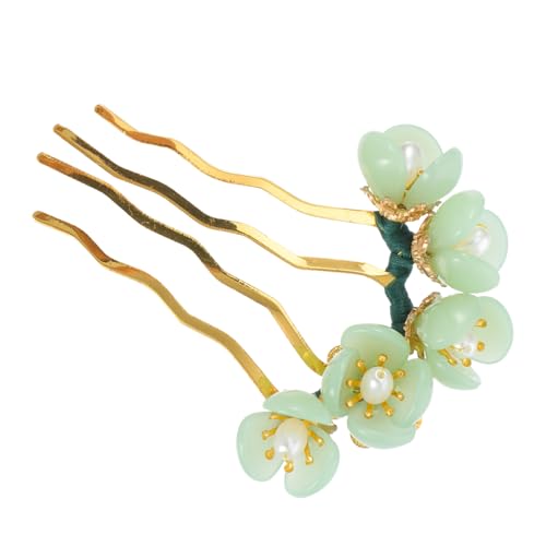 TOGEVAL Vintage Jade Blumen Haarnadel Handmade Chinesischer Haarstab Retro Haarschmuck für Frauen und Mädchen mit Elegantem Design und Dauerhafter Verarbeitung von TOGEVAL