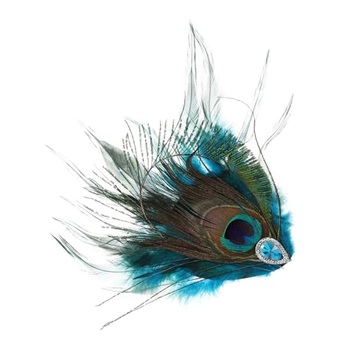 TOGEVAL Vintage Pfauenfeder Haarklammer mit Farbiger Kunstfeder und Funkelnden Strasssteinen Sicherer Seitenclip für Damen Eleganter Haarschmuck für Hochzeit Party und Festliche Anlässe von TOGEVAL
