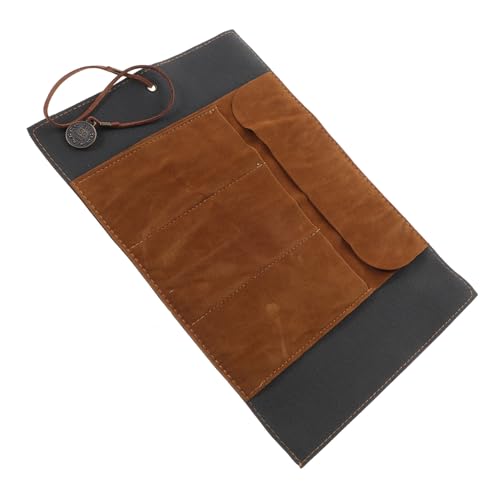 TOGEVAL Vintage Rolltasche Leder Federmäppchen mit Rollverschluss Großes Portables Mäppchen für Stifte Pinsel und Kosmetik Robustes Schreibwaren Etui für Schule Büro Reisen in Tiefem von TOGEVAL