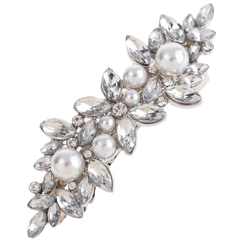TOGEVAL Wasserdichte Silberne Haarklammer mit Funkelnden Strasssteinen Langlebige Legierung Vielseitig für Dickes und Dünnes Haar Eleganter Haarschmuck für Frauen bei Hochzeit und Alltag von TOGEVAL