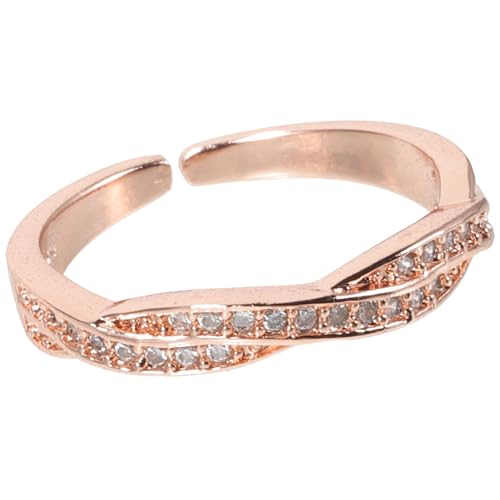 TOGEVAL Zirkonia Offener Ring für Frauen Verstellbarer Minimalistischer Fingerring mit Funkelndem Design Roségold für Alltag und Besondere Anlässe von TOGEVAL
