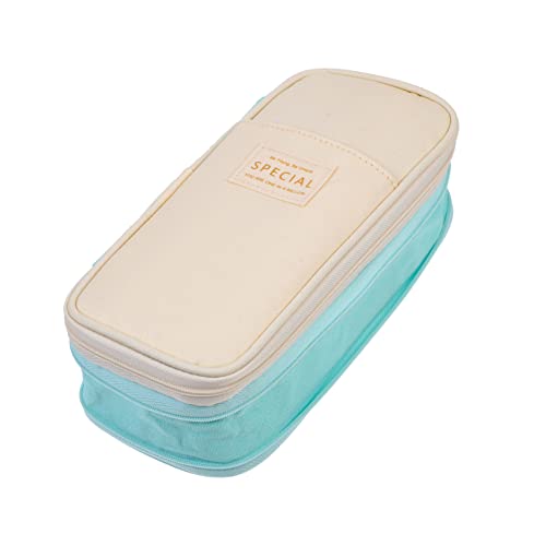 TOGEVAL Stilvolles Federmäppchen Große Kapazität Stifteaufbewahrungstasche Reißverschluss-Design Federmäppchen Für Studenten Kompakte Make-up-Tasche Aus Segeltuch Grün von TOGEVAL