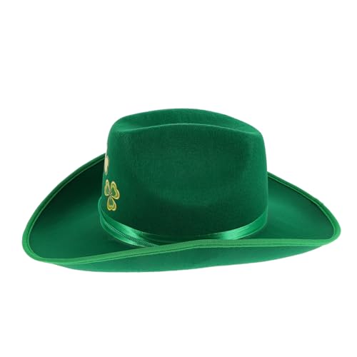 TOGEVAL Modischer Grüner Westernhut Für Männer Und Frauen Stilvoller Hut Ohne Patricks Day Für Partys Und Feiern von TOGEVAL