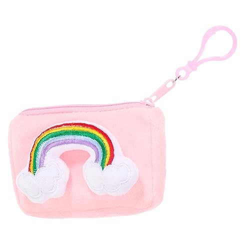 TOGEVAL Plüsch Münzbeutel Schlüsselanhänger Regenbogen Geldbörse Taschendekoration Mini Münzgeldbeutel Kleingeld Aufbewahrung Anhänger Für Handtasche Rucksack von TOGEVAL