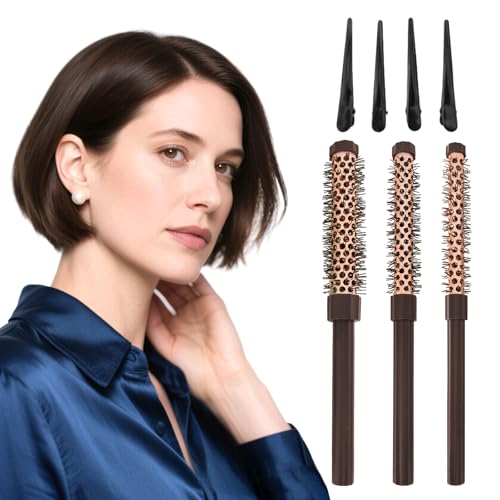 3 Stück Rundbürste Klein, Kurzhaarschnitt Föhnbürste, Rundbürste zum Föhnen, Haarbürste Rund, Bartbürste, Lockenbürste, für Damen und Herren, kurzes Haar, Pony, Ansatz, Locken, Glattes Haar (Klein) 3 Stück Rundbürste Klein, Kurzhaarschnitt Föhnbürste, Rundbürste zum Föhnen, Haarbürste Rund, Bartbürste, Lockenbürste, für Damen und Herren, kurzes Haar, Pony, Ansatz, Locken, Glattes Haar (Klein) von TOHADRILL