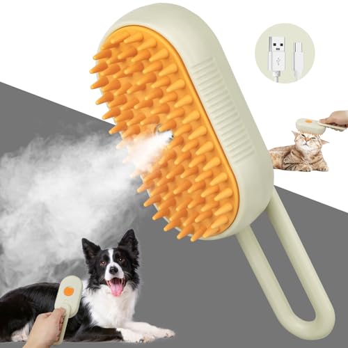 TOHDHC Katze Dampfbürste, 3 in 1 Spray Katzenbürste mit Wasser Spray, Selbstreinigende Dampf Haustierbürste mit Massage, Katze Grooming Pinsel zum Entfernen von Knoten, Loses Haar von TOHDNC